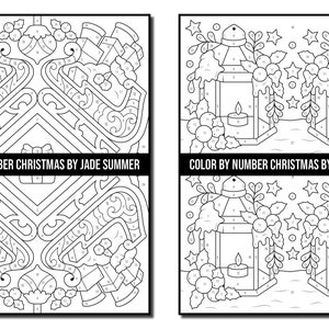 Color by Number Coloring Pages: Christmas Adult Coloring Book by Jade Summer 50 Digital Coloring Pages Printable, PDF Download image 6