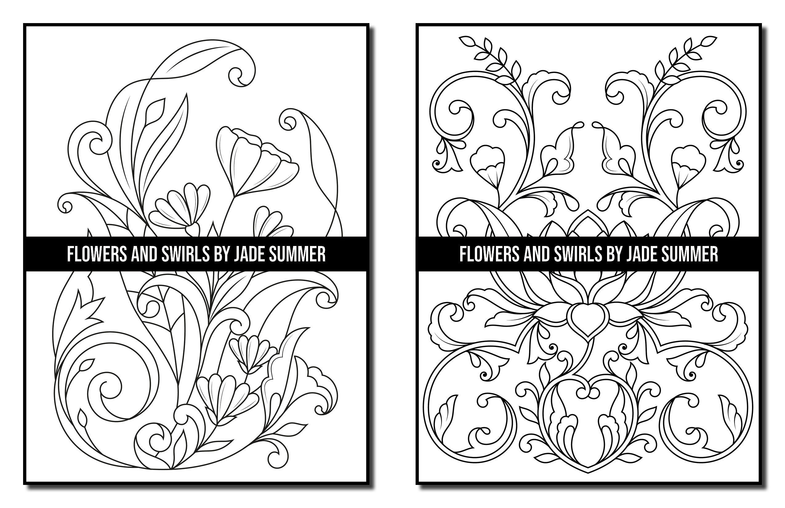 Flower Coloring Pages: Flowers and Swirls Adult Coloring Book - Etsy