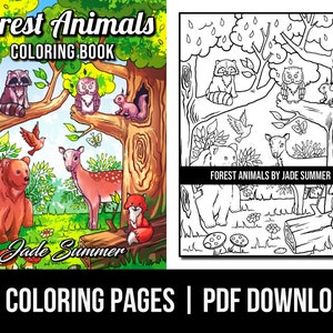 Animal Coloring Pages: Forest Animals Adult Coloring Book by Jade Summer | 50 Digital Coloring Pages (Printable, PDF Download)