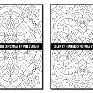 Color by Number Coloring Pages: Christmas Adult Coloring Book by Jade Summer 50 Digital Coloring Pages Printable, PDF Download image 3