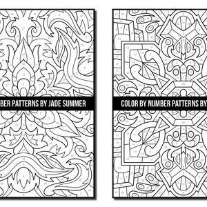 Color by Number Coloring Pages: Patterns Adult Coloring Book by Jade Summer 50 Digital Coloring Pages Printable, PDF Download image 3