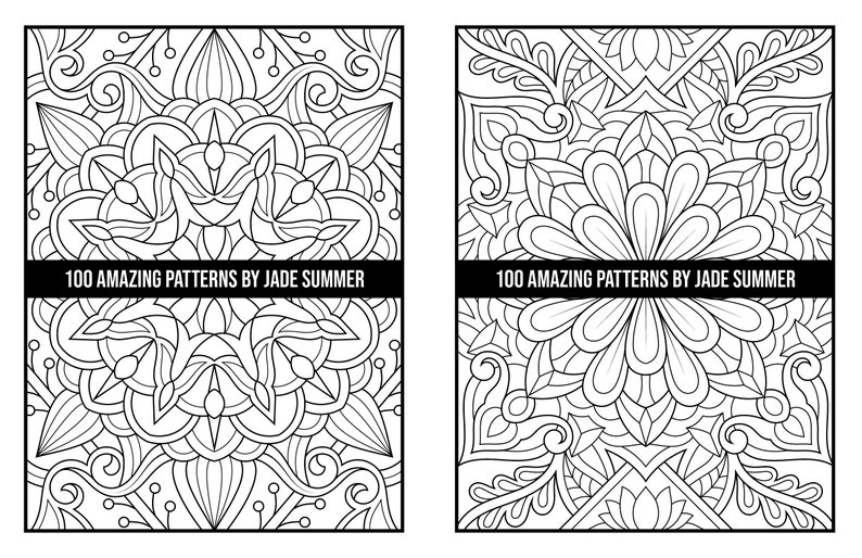 Mandala Coloring Pages: 100 Amazing Patterns Adult Coloring Book by Jade Summer 100 Digital Coloring Pages Printable, PDF Download image 7