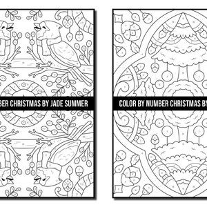 Color by Number Coloring Pages: Christmas Adult Coloring Book by Jade Summer 50 Digital Coloring Pages Printable, PDF Download image 7