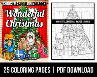 Coloring Pages: Wonderful Christmas Adult Coloring Book by Jade Summer | 25 Digital Coloring Pages (Printable, PDF Download)