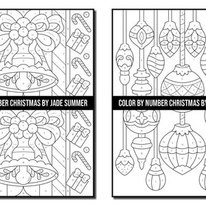 Color by Number Coloring Pages: Christmas Adult Coloring Book by Jade Summer 50 Digital Coloring Pages Printable, PDF Download image 4