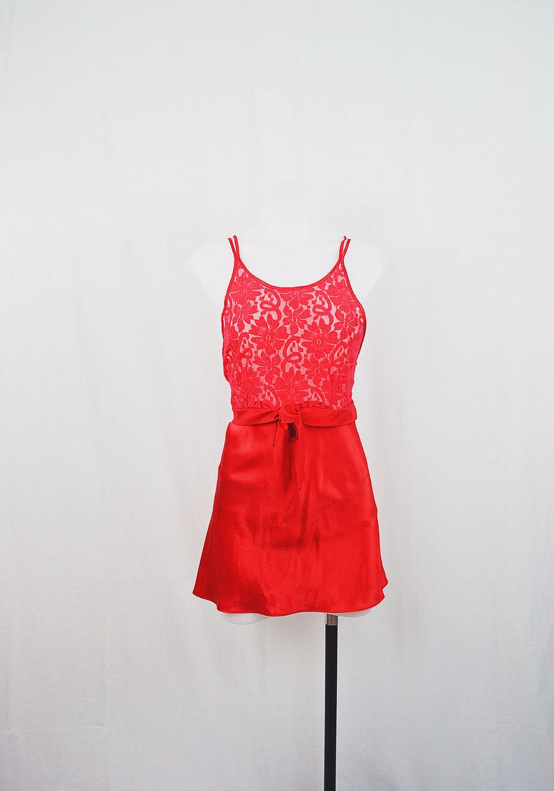 red silk night dress