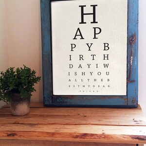 Printable Happy Birthday Card Eye Chart Humoristic Birthday Card I ...