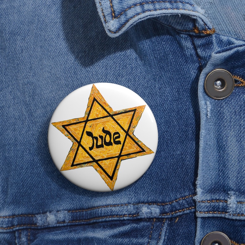 Holocaust Remembrance Day - We Remember! JUDE star. Small but fierce nation. JUDE Pin Buttons image 3