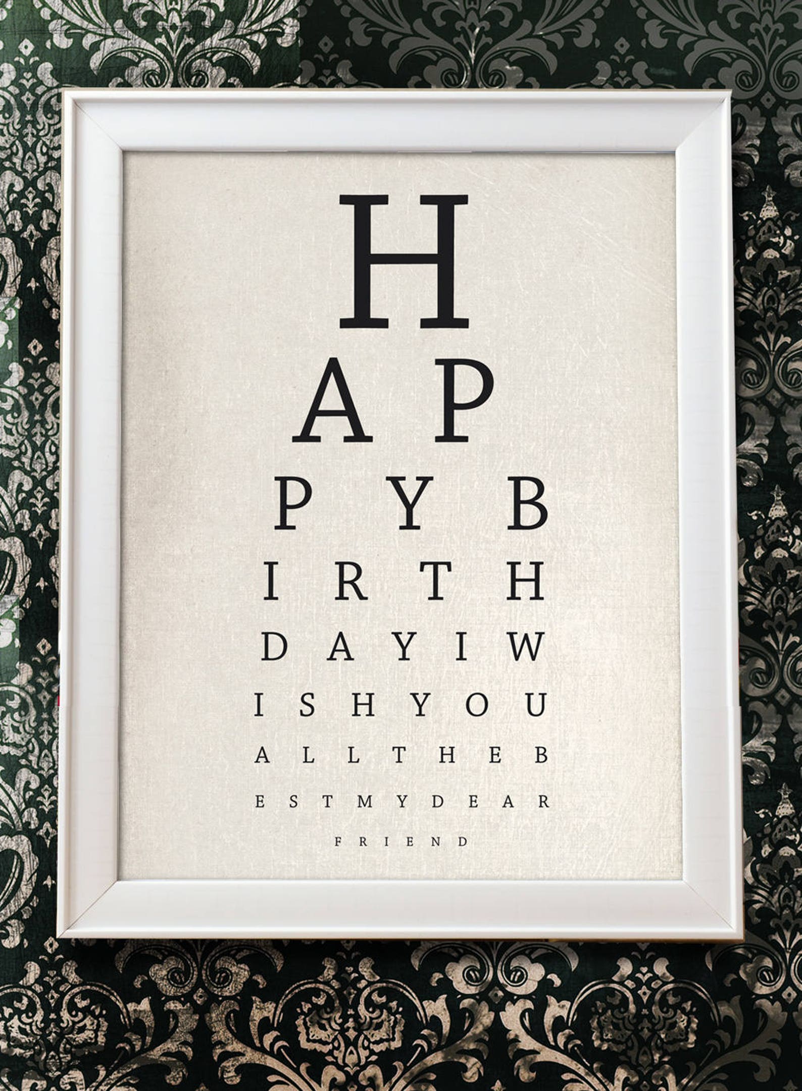 Printable Happy Birthday Card Eye Chart Humoristic Birthday Card I ...