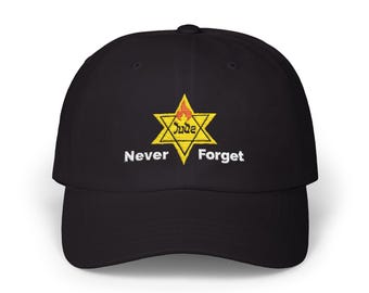 Embroidered Jude Star Cap - Never Forget - Jewish State Support Hat, Never Again, Classic Baseball Cap