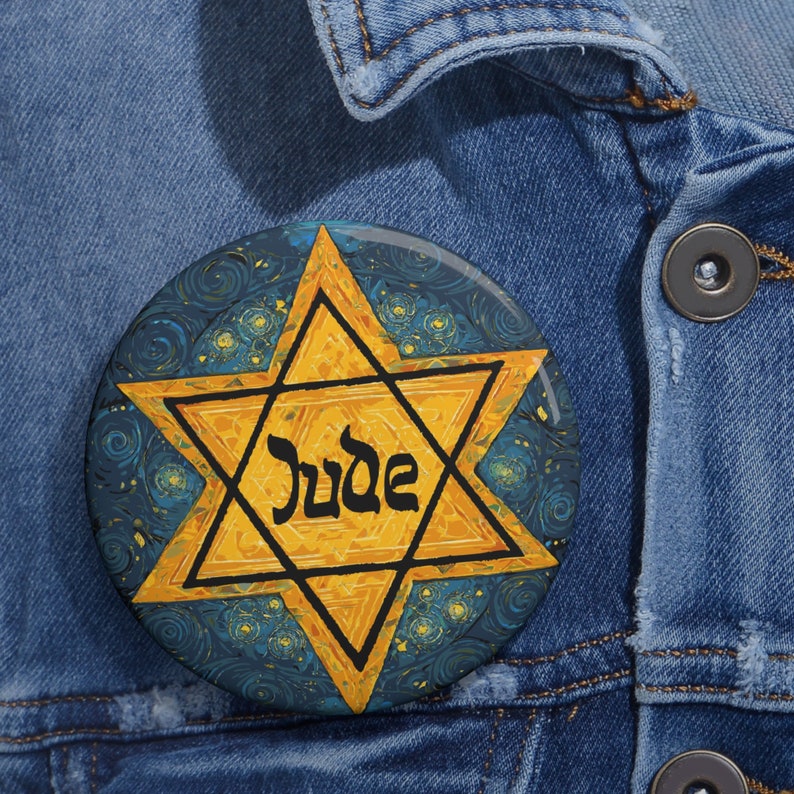 Holocaust Remembrance Day - We Remember! JUDE star. Small but fierce nation. - Pin Buttons image 1