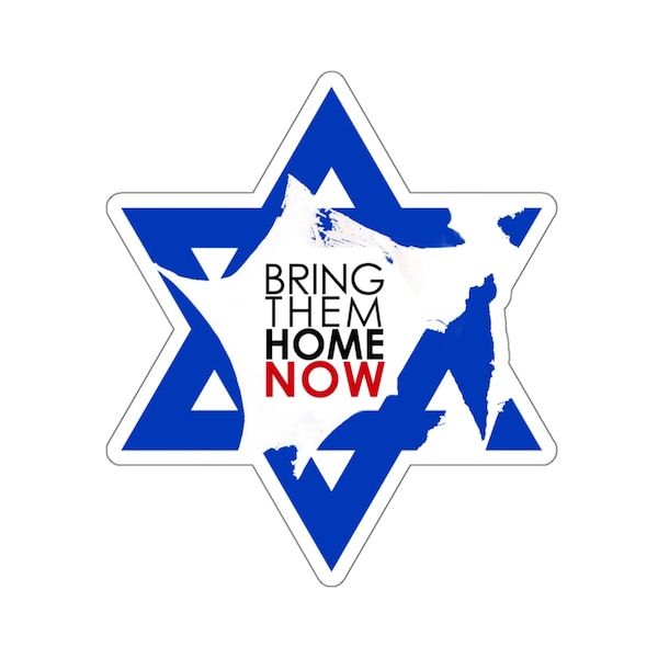 Bring them home NOW! Blue Star of David cut out shape sticker. Support Israel!