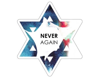 Never Again Star of David Sticker - Support Israel