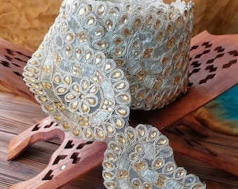 Beautiful gold embroidery rhinestone lace, organza ribbon, bridal wear decoration, nikkah wedding decoration.
