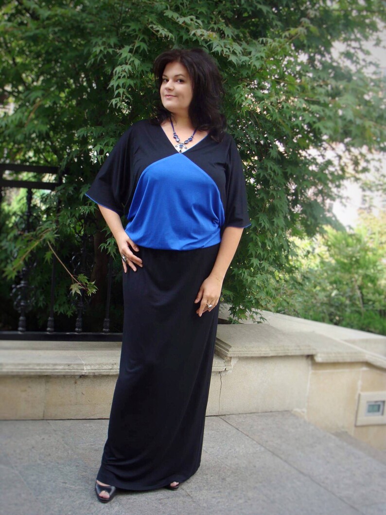 black and blue plus size dress