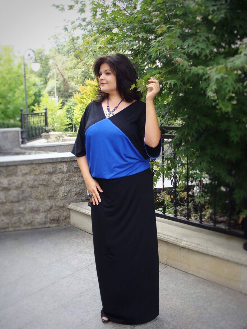 black and blue plus size dress