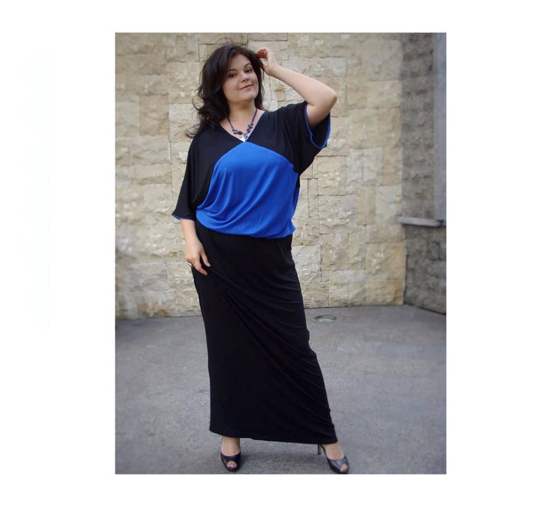 black and blue plus size dress
