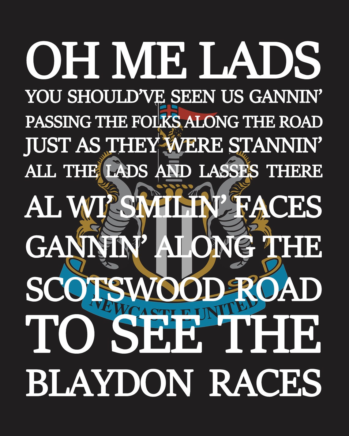 Newcastle United FC Football Team Song Chant Premier League Etsy