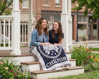 Gilmore Girls Chilton Academy Woven Blanket  Preppy Rory Gilmore Aesthetic Throw | Cozy Stars Hollow Decor | 100% Cotton Fringe Fan Gift