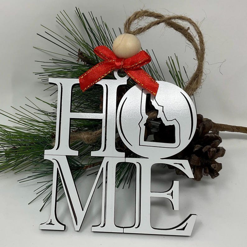Idaho HOME Ornament: Laser Cut Wood Holiday Decoration - Etsy