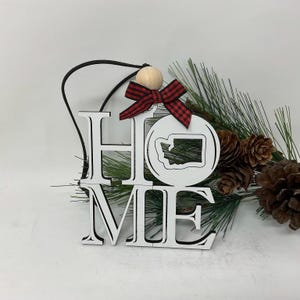 Washington State HOME Ornament: Laser Cut Wood Holiday Decoration