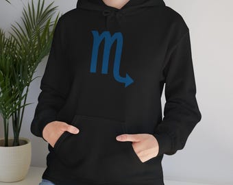 Blue Scorpio Zodiac Symbol Hoodie | Astrology Scorpio Sweatshirt