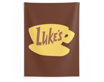 Luke's Coffee Logo Indoor Wall Tapestry | Vintage Cafe Decor