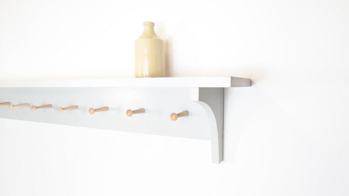 Wall Mounted Swedish Peg Rail Shelf Bespoke Painted Peg Rail Etsy