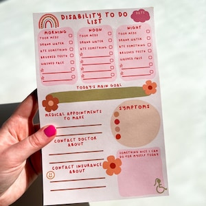Disability To Do List Notepad | Daily Health Planner, Medical Planner, Medication Tracker,  Chronic Illness Planner, Symptom Tracker