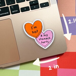 I'm Hot & my Stomach Hurts Vinyl Sticker | IBS Sticker, Crohn's Sticker, Ulcerative Colitis Sticker, Gastroparesis Sticker, Chronic Illness image 2
