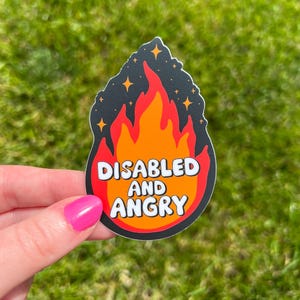 Adesivo in vinile per disabili e arrabbiati / Adesivo per i diritti dei disabili, Adesivo per malattie croniche, Adesivo per l&#39;orgoglio dei disabili, Arte per disabili
