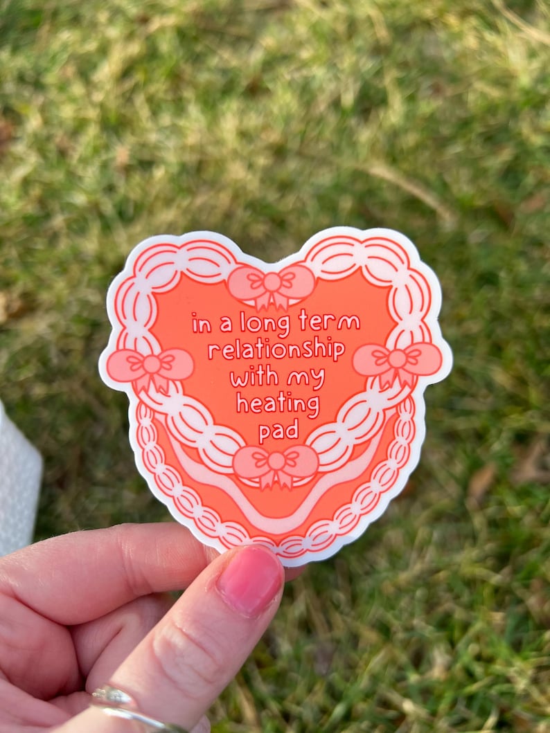 In a Long-Term Relationship with my Heating Pad Vinyl Sticker | Chronic Illness Sticker, Endometriosis Sticker, PCOS, Spoonie Sticker image 2
