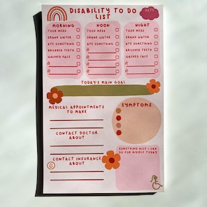 Disability To Do List Notepad | Daily Health Planner, Medical Planner, Medication Tracker,  Chronic Illness Planner, Symptom Tracker