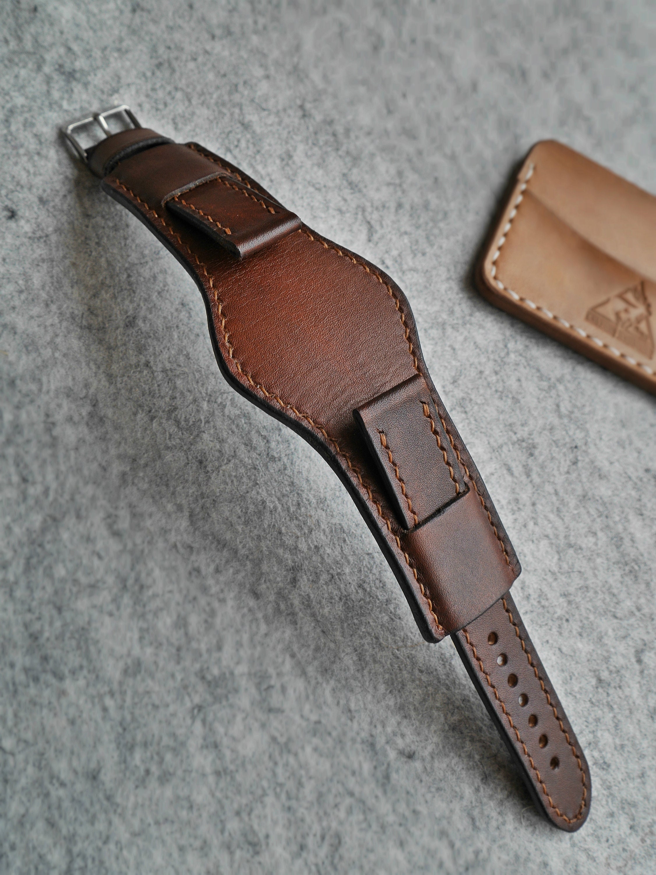 Handcrafted genuine leather Cuff watch band 16mm 18mm 20 mm Etsy