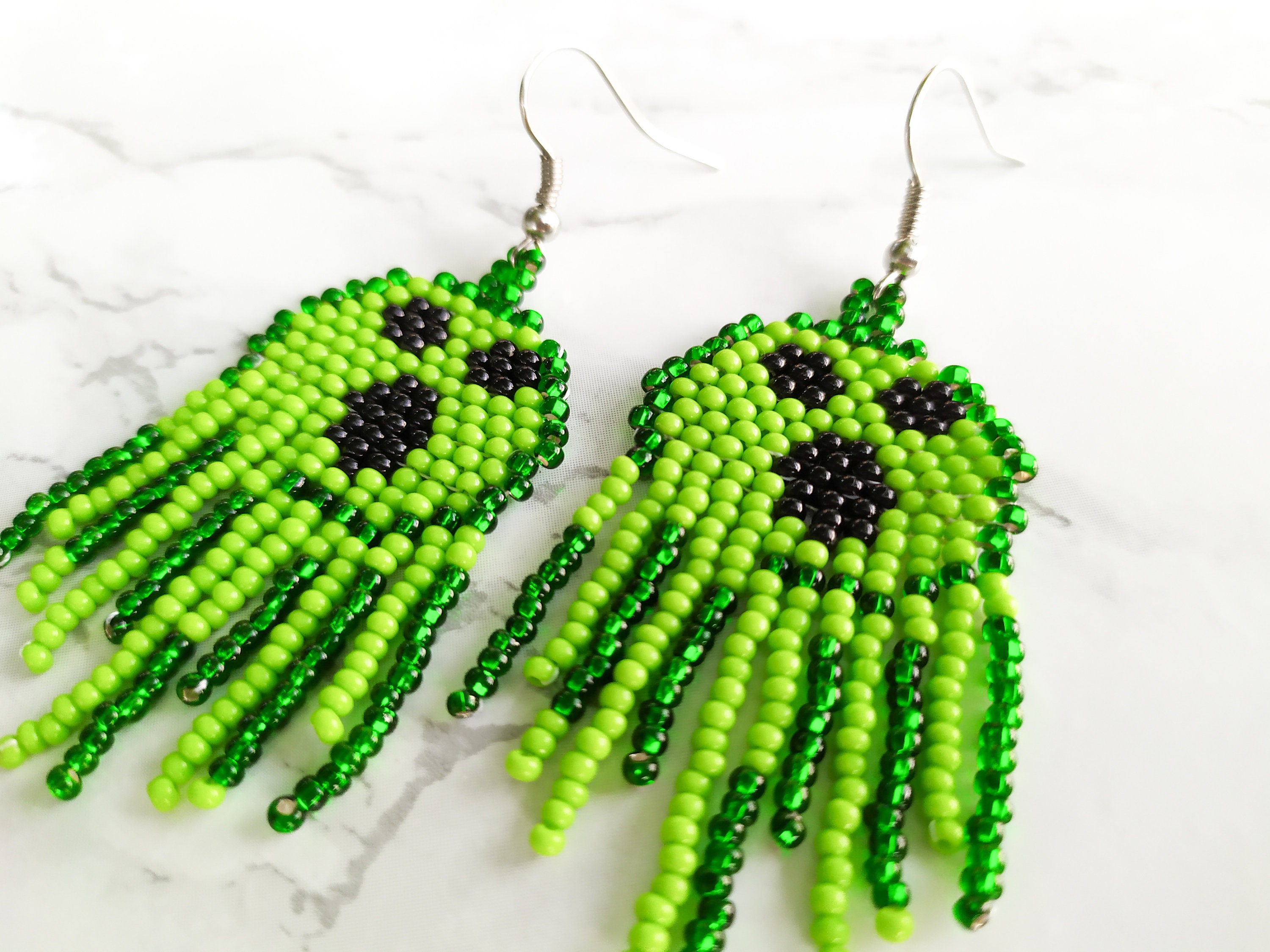 Halloween earrings Ghost beaded earrings Trick of Treat Etsy