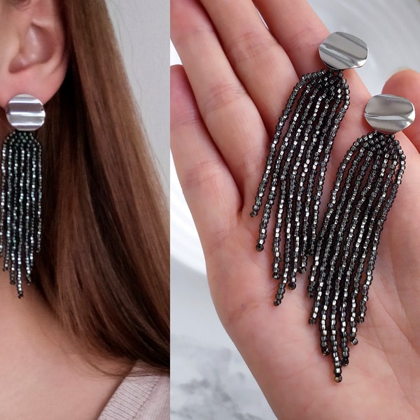 Black - Handmade Beaded Earrings 74 main image 1