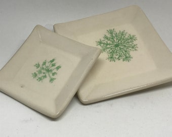 Ceramic Square Plate- Queen Anne’s Lace- spoon rest -saucer- butter dish - soap dish -dessert dish -Bread Plate -Trinket Dish