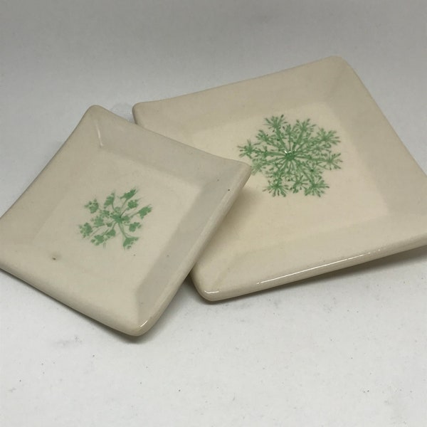 Ceramic Square Plate- Queen Anne’s Lace- spoon rest -saucer- butter dish - soap dish -dessert dish -Bread Plate -Trinket Dish