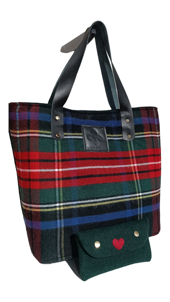 “Tartan” felted wool tote bag