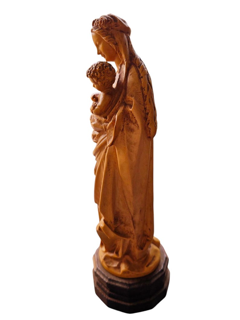 Vintage ANRI Hand Carved Wood Madonna and Child Statue - Etsy