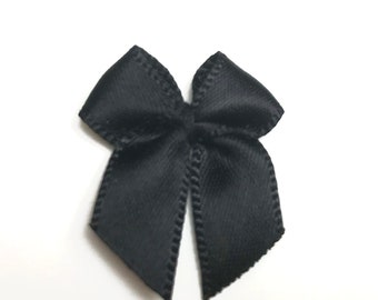 50 Black Satin Bows 2.5cm