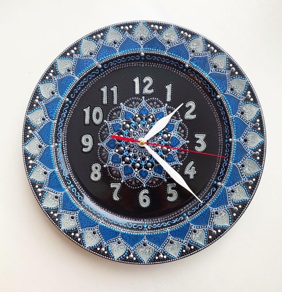 Hand painted clocks with mandala/ wall clocks / clock art / Interior clocks/ Fashion clocks / ceramic clocks for wall
