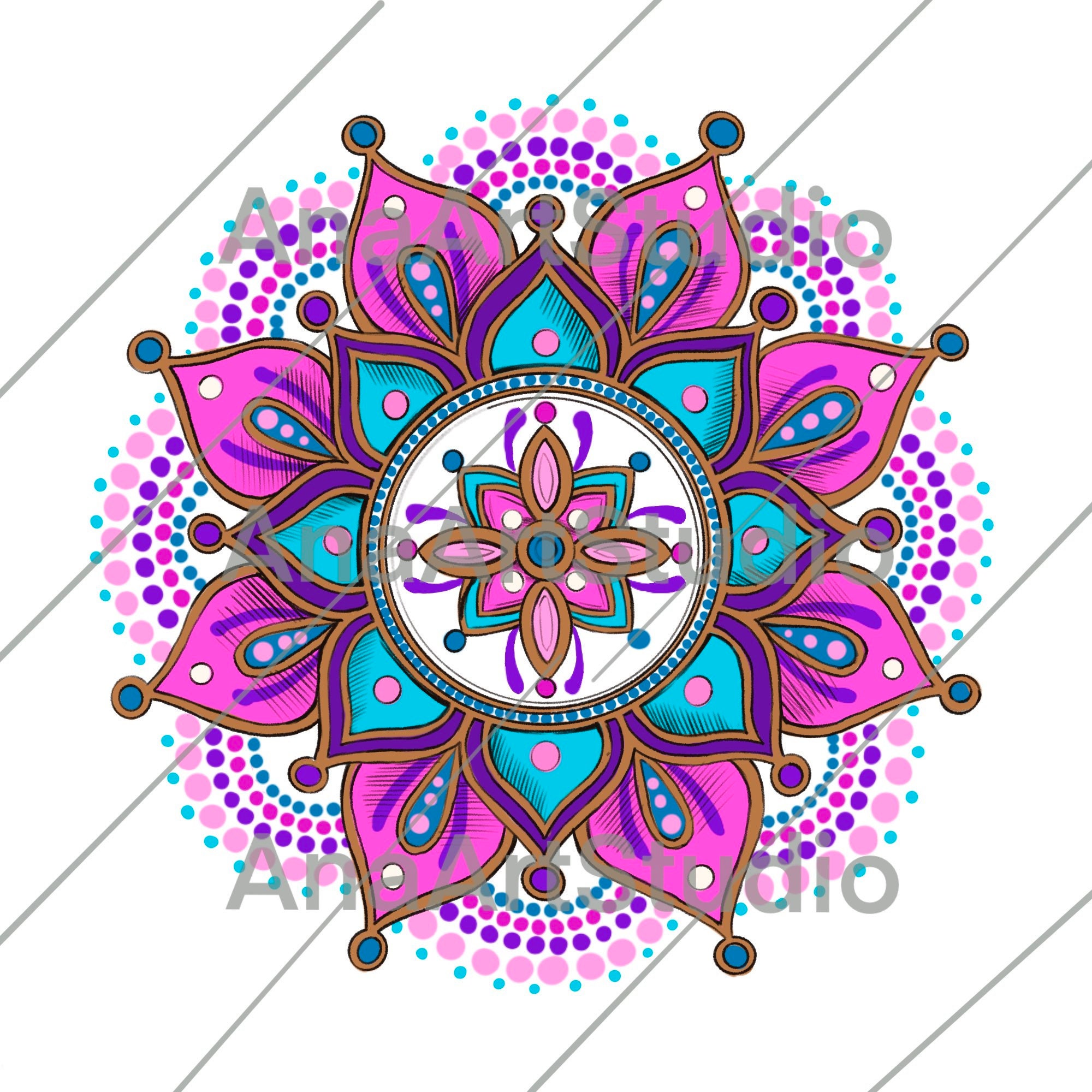 Instant download PNG file mandala illustration digital | Etsy