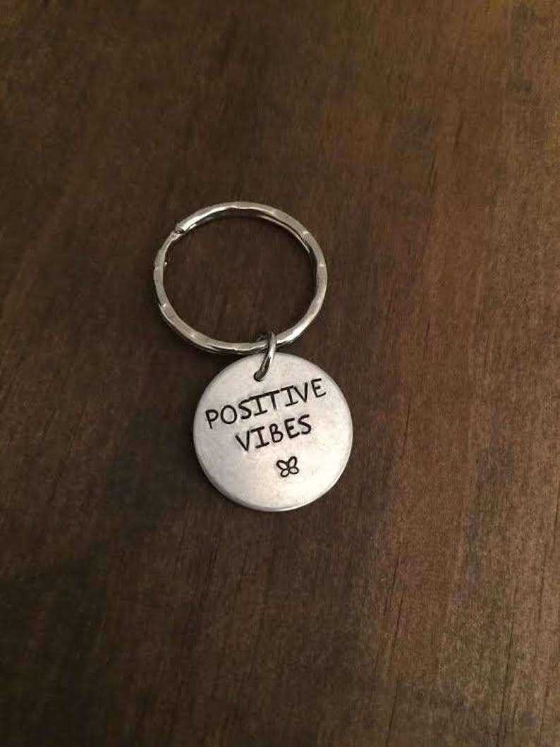 Aluminum Key Ring Positive Vibes Keychain Motivation Keyring