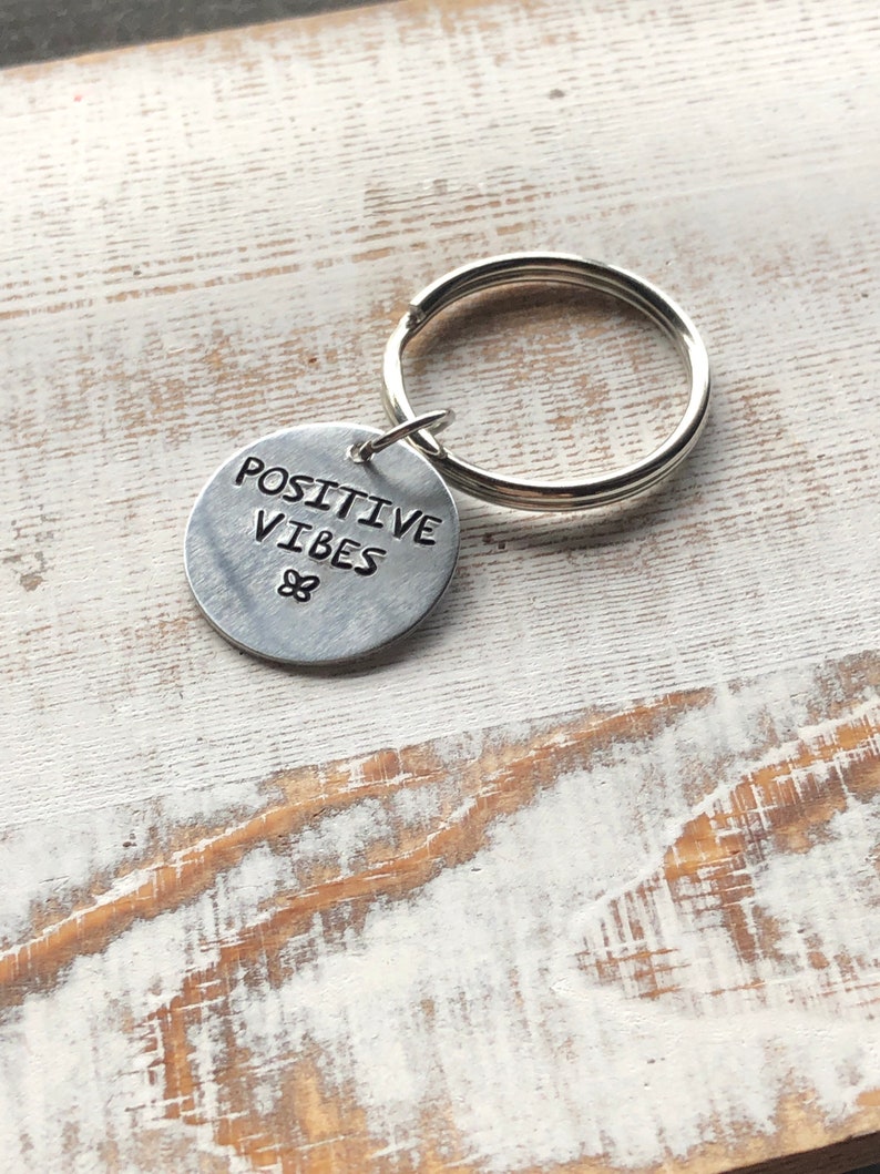 Aluminum Key Ring Positive Vibes Keychain Motivation Keyring