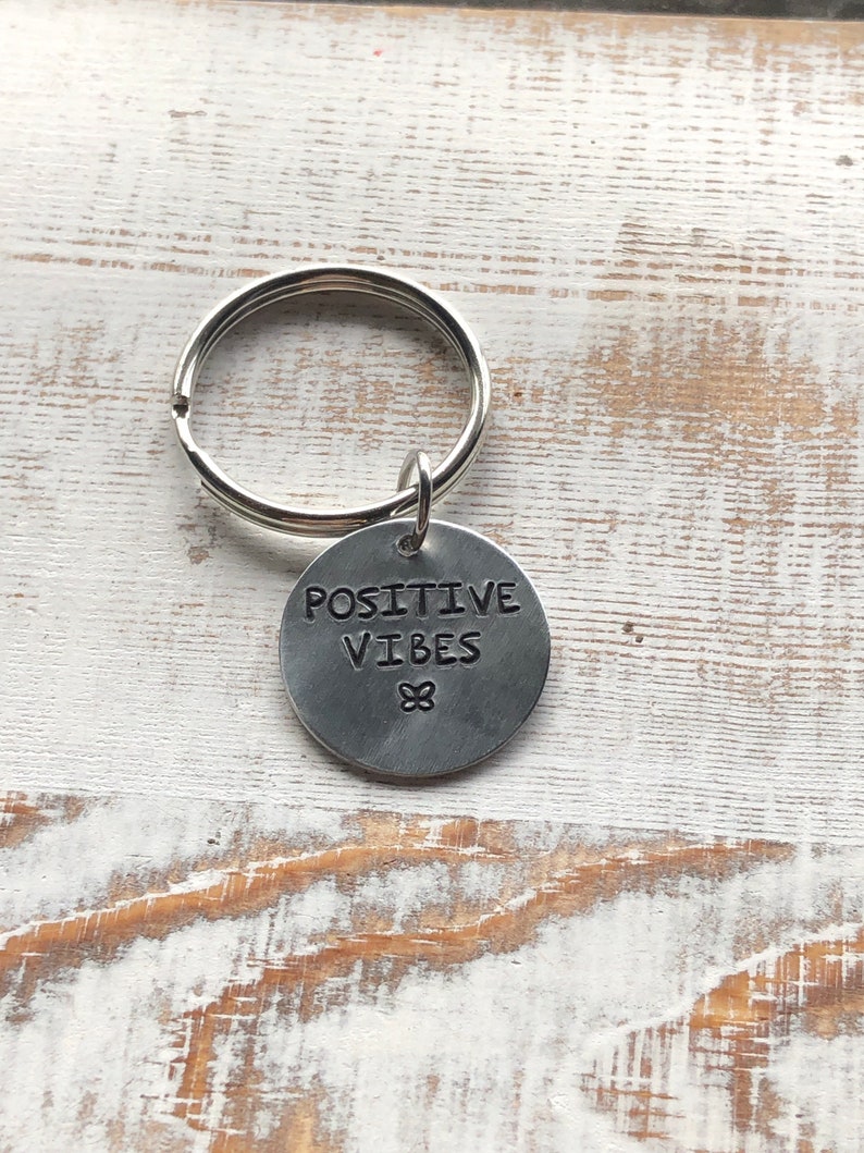 Aluminum Key Ring Positive Vibes Keychain Motivation Keyring