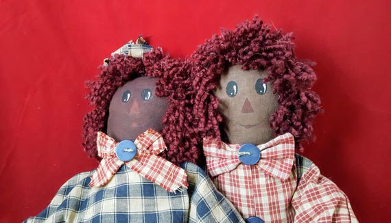 vintage black raggedy ann and andy dolls