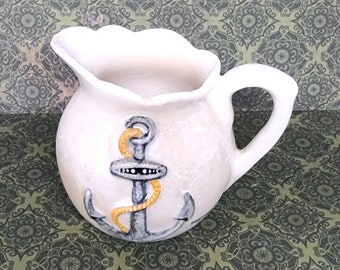 Vintage Rose Noble  Australian Pottery Jug - Tiny Jug - Portsea Victoria - Ships Anchor - Creamer