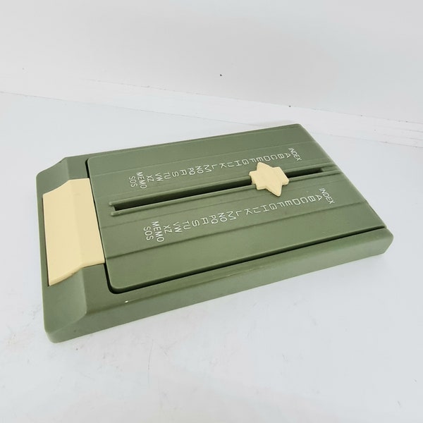 Vintage Retro Teledex Phone Address Finder - Olive Green and Cream Telephone Index -  Plastic Case with Unused Card Index