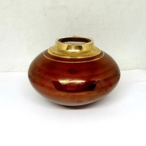 Small Vintage Australian Studio Pottery Vase - Signed  -  Red Lustre with Gold  - 9.5 cm Tall - ? by Ray Blaber